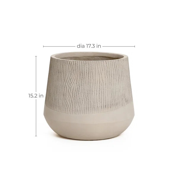 Blended Tan with Wood Pattern Round Tapered Tall MgO Planter, Indoor and Outdoor | Wayfair North America