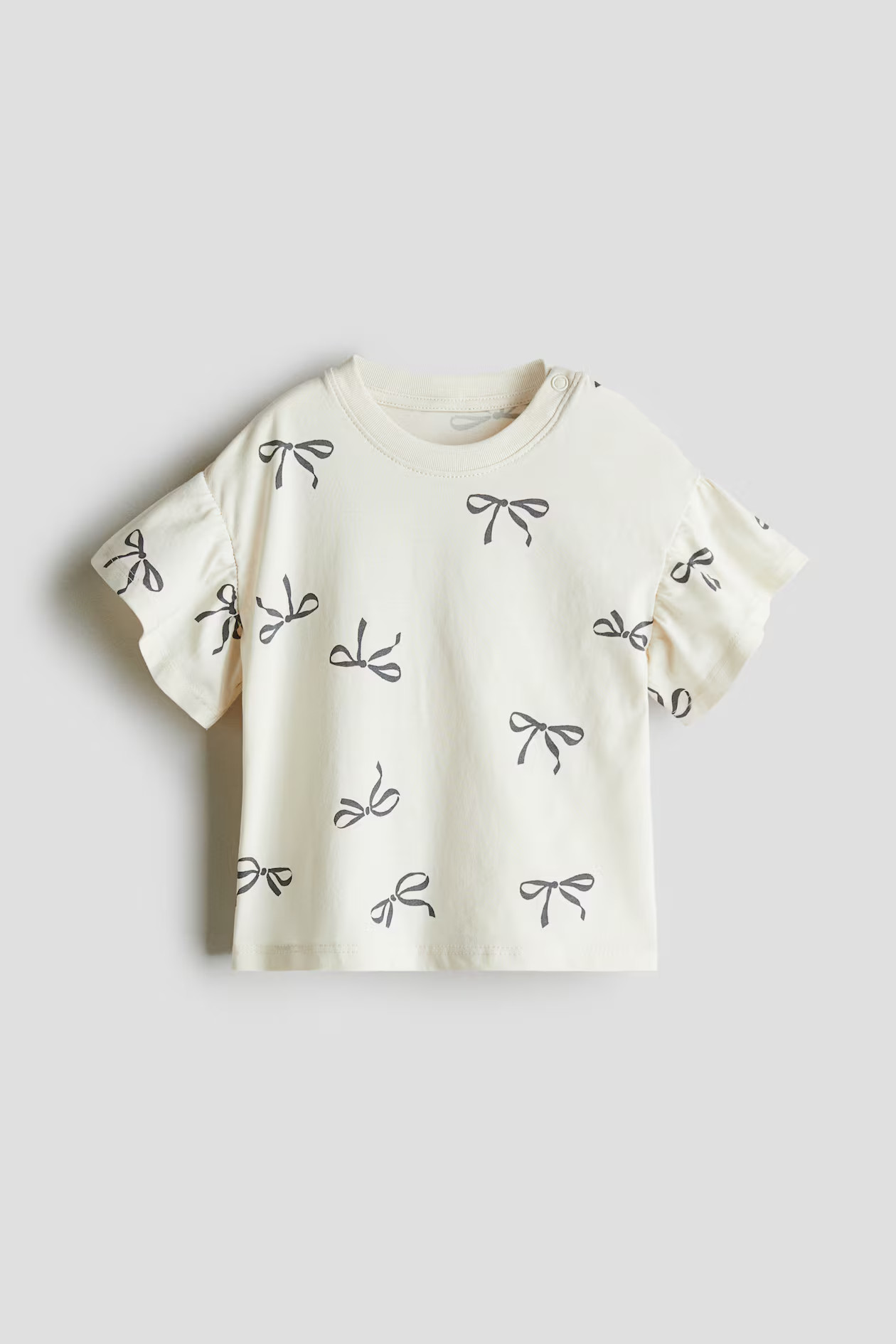 Printed Cotton Top - Beige/bows - Kids | H&M US | H&M (US + CA)