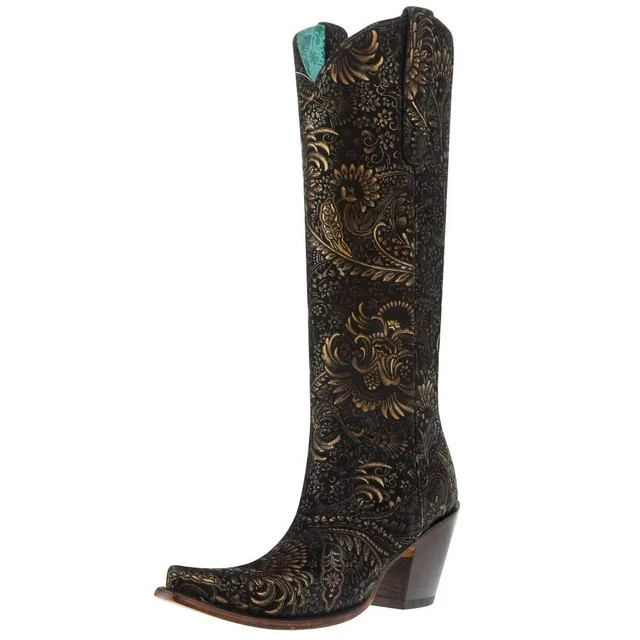 Corral Women's Floral Tall Western Boot Snip Toe Gold 7 M  US | Walmart (US)
