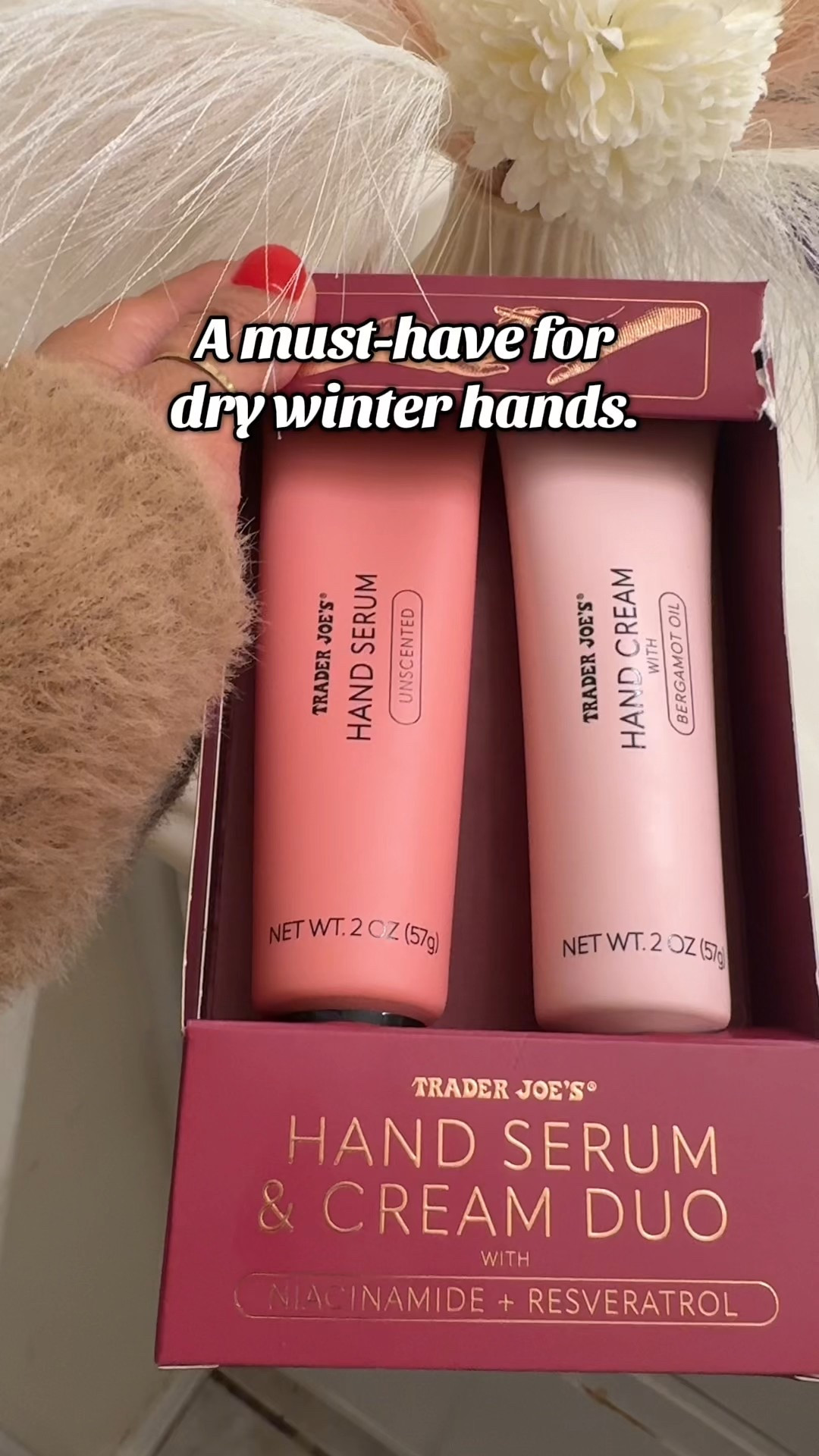 Trader Joe's must try, must have hand serum/cream! This has been saving my dry hands this winter! 

This would also be a great stocking stuffer! 

#LTKHoliday #LTKGiftGuide #LTKdayinmylife