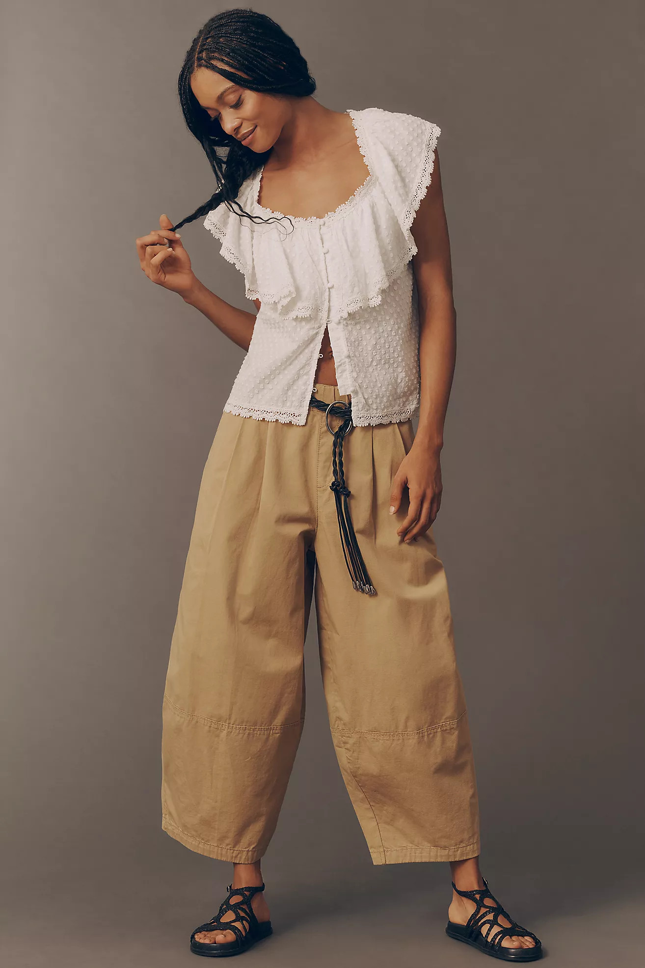 Maeve Cotton Linen Balloon Trousers | Anthropologie (US)