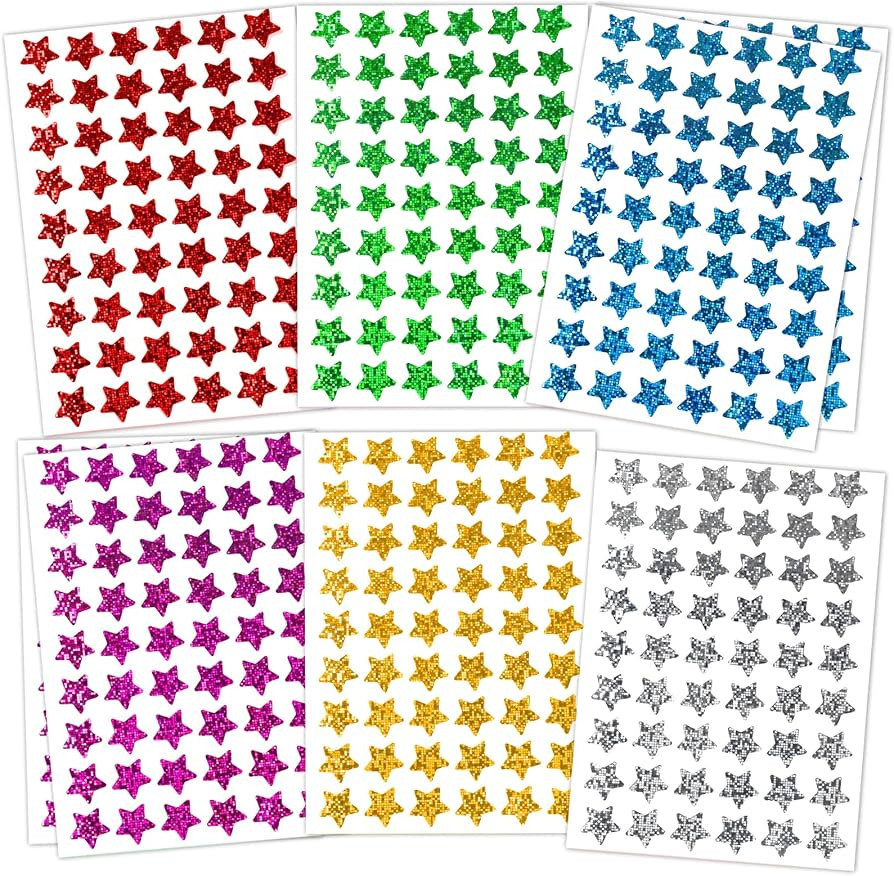 1620 Pack, 6 Colors, Holographic Small Star Stickers for Kids Reward, Behavior Chart, School Clas... | Amazon (US)