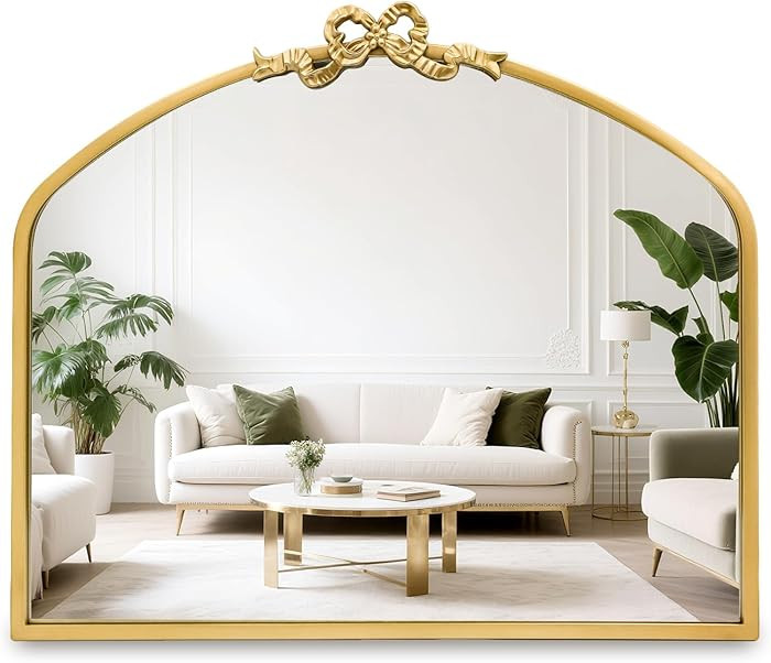 Vintage Arched Gold Mirror 24"x28" Antique Bathroom Vanity Wall Mirrors with Metal Frame, Baroque... | Amazon (US)
