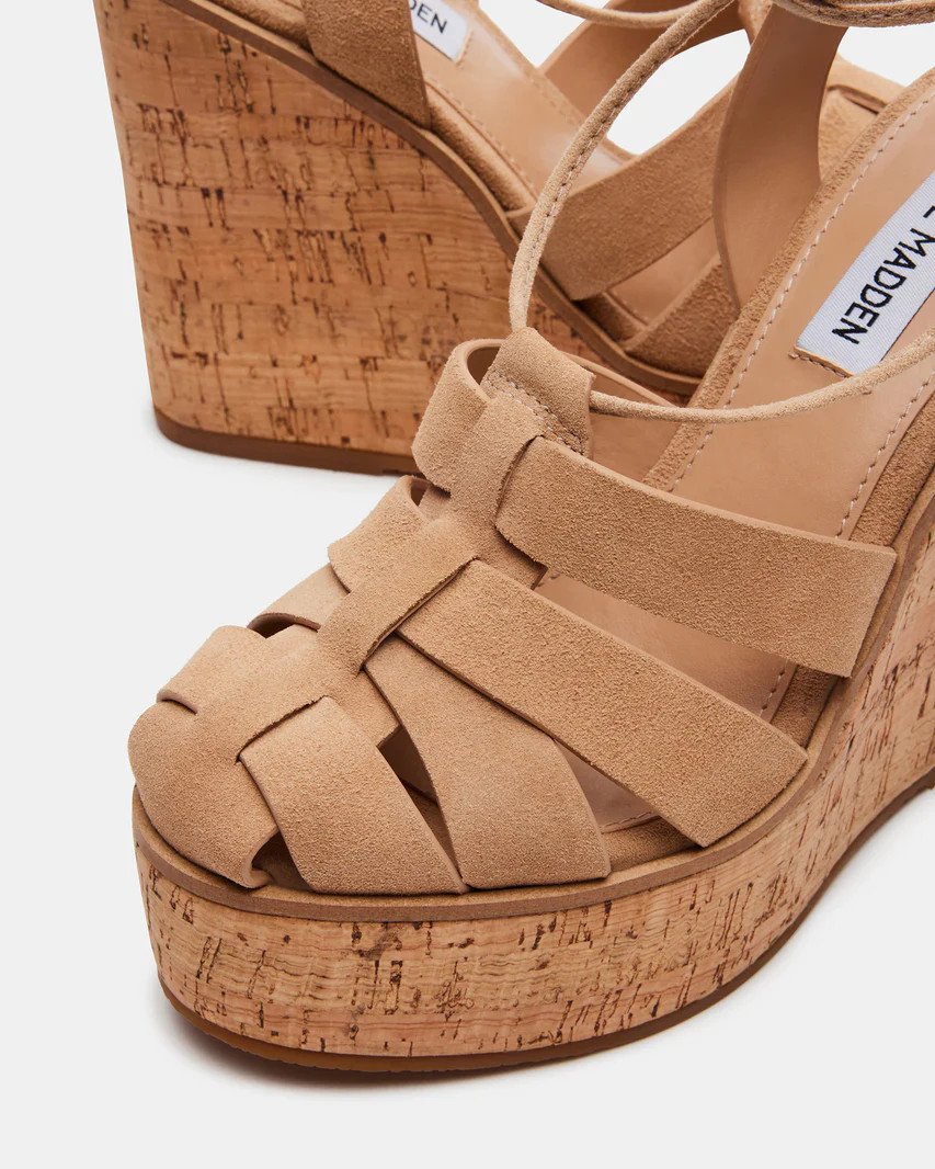 ARBOR Taupe Suede Strappy Platform Sandal | Women's Sandals | Steve Madden (US)