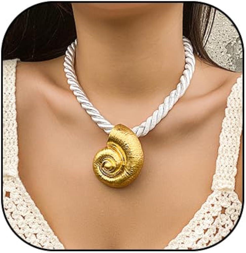 Boho Conch Shell Starfish Pendant Necklace Ocean Animal Sea Shell Statement Necklace Bohemian Bea... | Amazon (US)