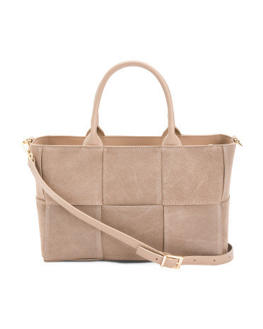 Suede Large Woven Satchel | TJ Maxx