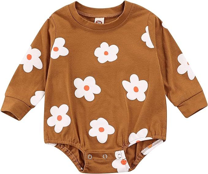 Baby Boy Girl Crewneck Sweatshirt Romper Long Sleeve Oversized Sweater Bodysuit Pullover Top Fall... | Amazon (US)