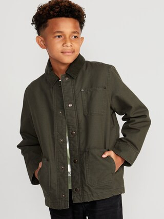Canvas Corduroy-Trim Barn Coat for Boys | Old Navy (US)