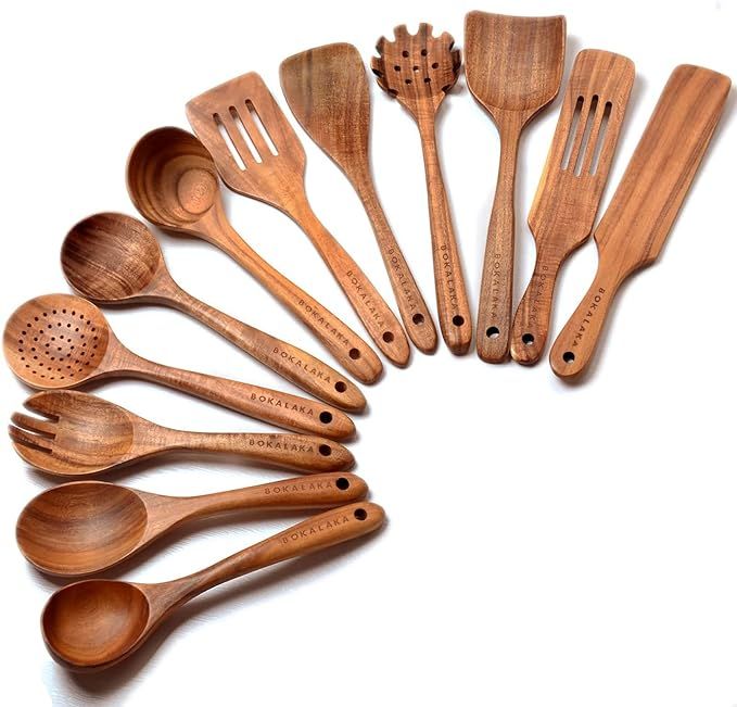 Wooden Spoons for Cooking,12 Pack Wooden Utensils for Cooking Wooden Kitchen Utensils Set Wooden ... | Amazon (US)
