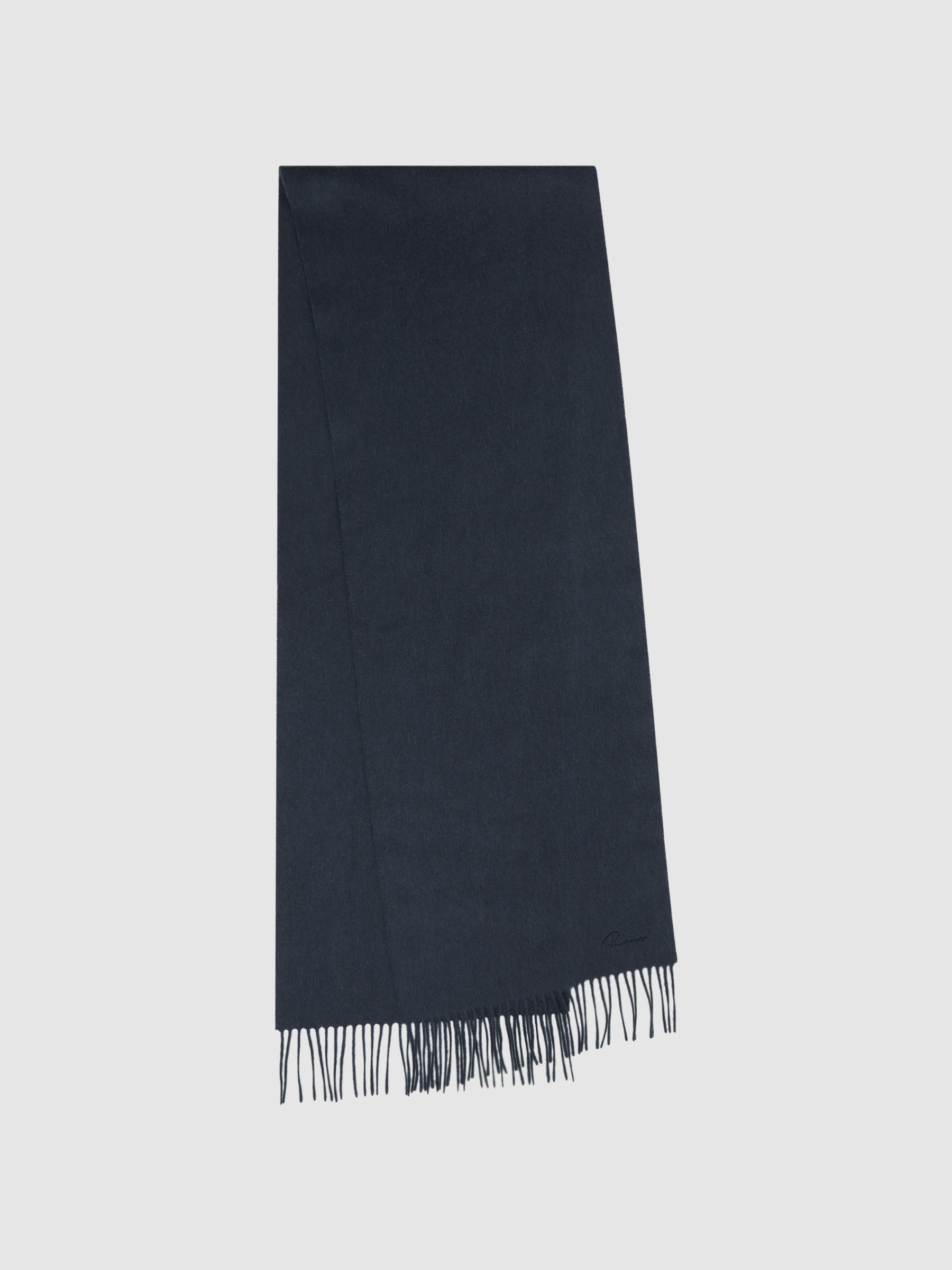 Reiss Wool and Cashmere Scarf in Airforce Blue - REISS | Reiss UK