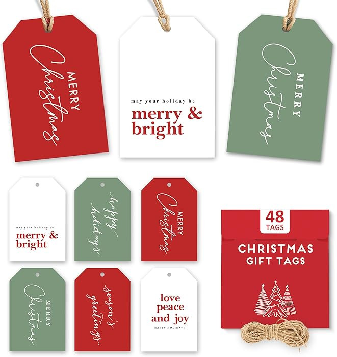 Elegant Christmas Gift Tags with String, 48 Premium Holiday Labels to Personalize Your Presents &... | Amazon (US)
