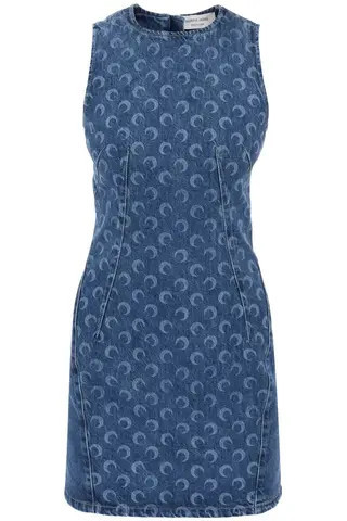 Marine serre "mini all over moon regenerated denim dress | Residenza725 US