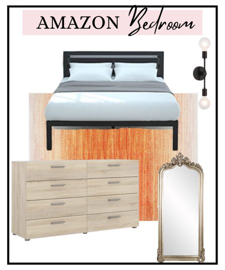 Bedroom furniture, area rug, bed frame, wall lamps, mirror, dresser 

#LTKhome #LTKstyletip #LTKSeasonal