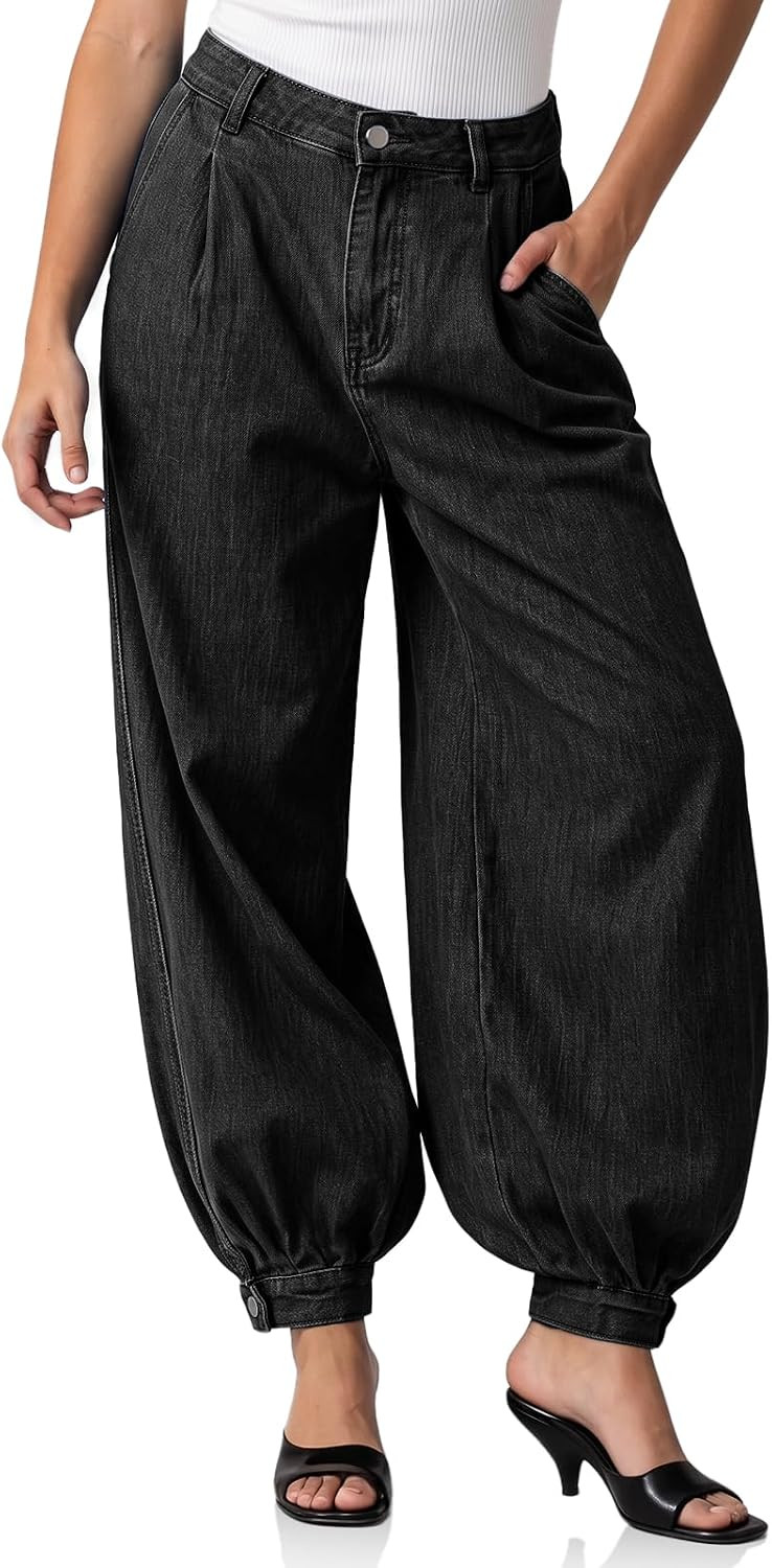 Cicy Bell Womens Baggy Balloon Jeans Wide Leg Jogger Boyfriend Denim Pants | Amazon (US)