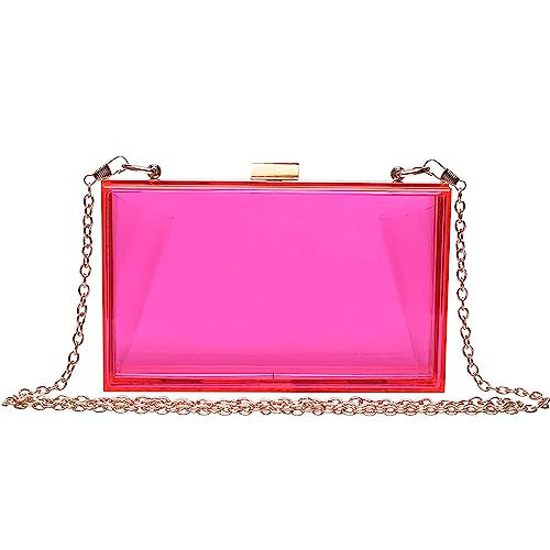BUBYVV Women Clear Purse, Acrylic Evening Clutch Bag, Women Clear Purse Bag,Transparent Crossbody Shoulder Handle Handbag (rose hermosa) | Amazon (US)