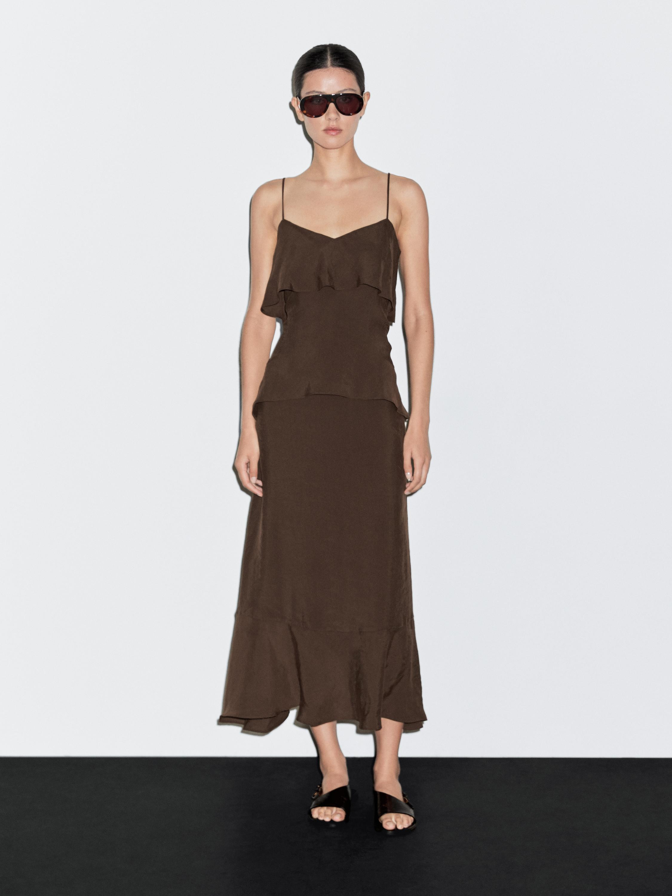 Long ruffled dress | Massimo Dutti US