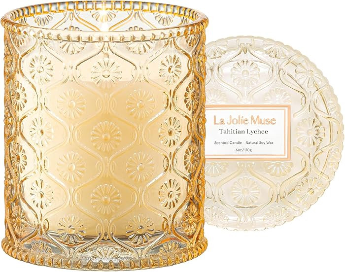 LA JOLIE MUSE Tahitian Lychee Candle - Lychee, Melon, Pineapple | 6 oz Natural Soy Wax | 40 Hours... | Amazon (US)