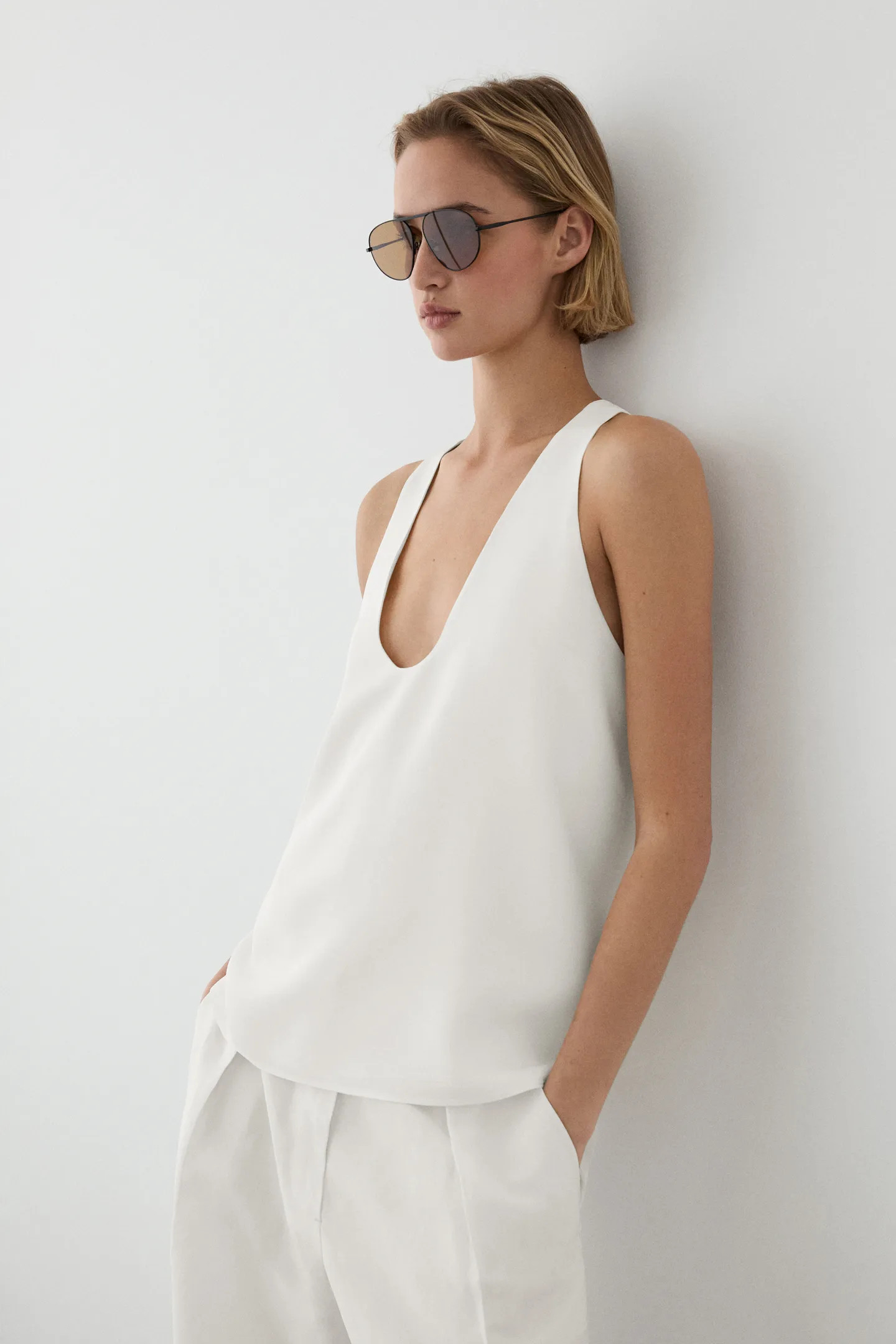 Flowing V-neckline top | Massimo Dutti US