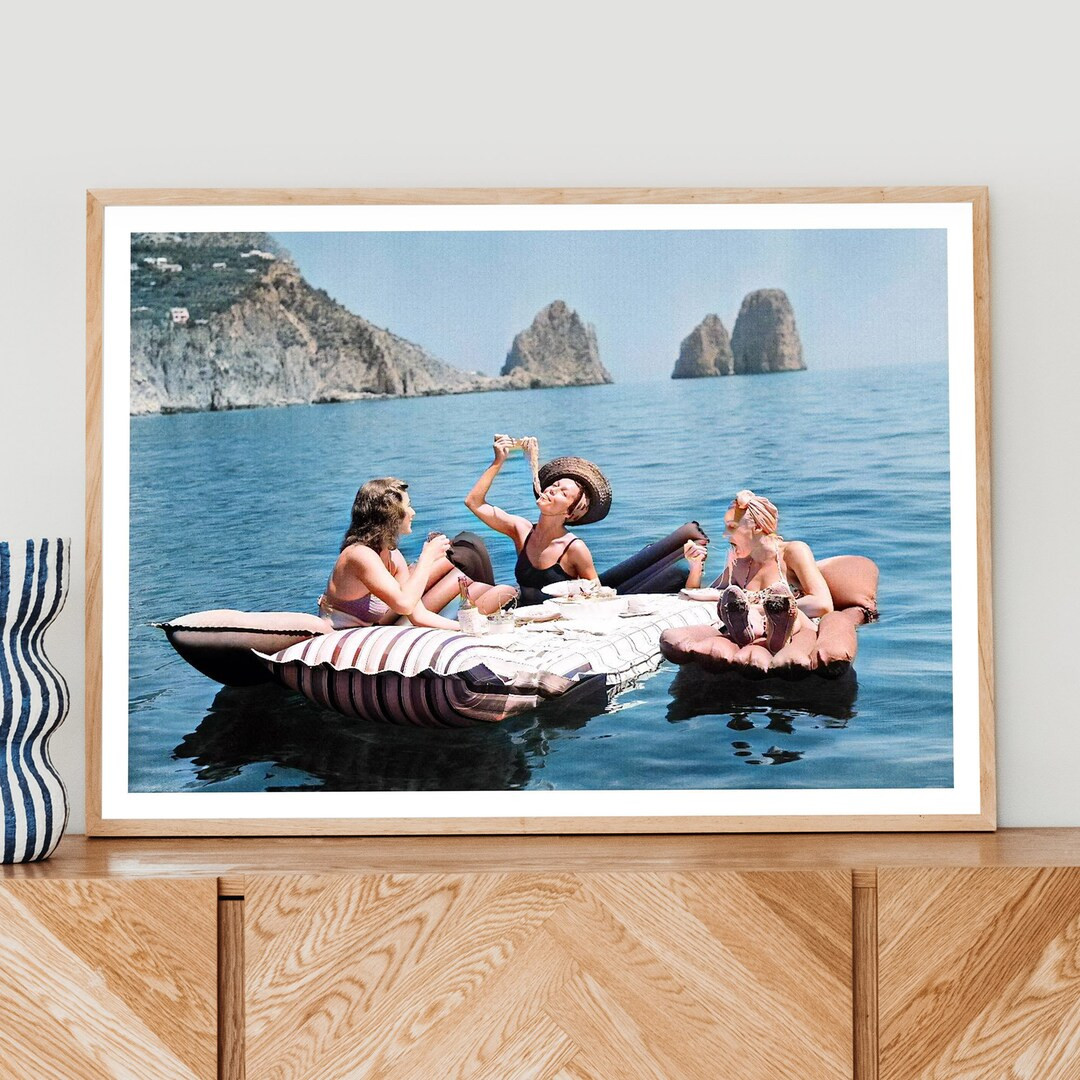 Women Eating Pasta on Lake, Vintage Wall Art, Funny Art, Pasta Picnic on Lake, Picnic on Lake, Ar... | Etsy (US)