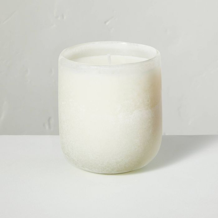 9oz Birch &#38; Amber Textured Glass Seasonal Candle - Hearth &#38; Hand&#8482; with Magnolia | Target