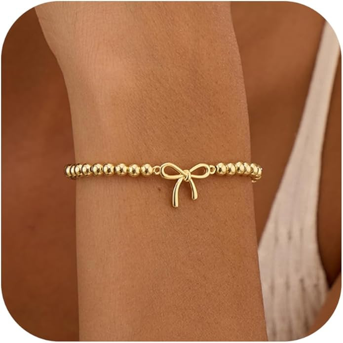 Stocking Stuffers for Women Beaded Stretch Handmade Ball Charm Bracelet Dainty Stackable Jewelry ... | Amazon (US)