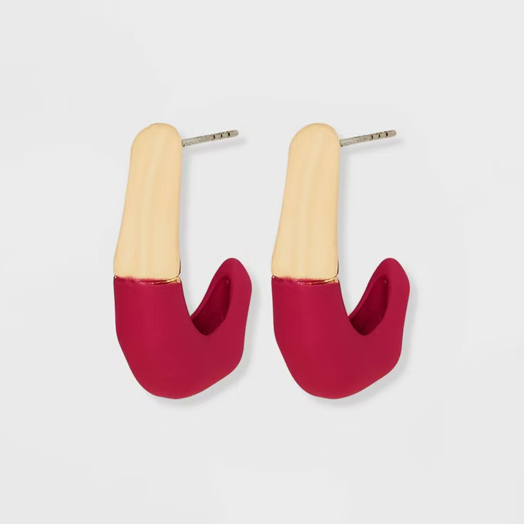 Enamel with Organic Shaped Hoop Earrings - A New Day™ | Target