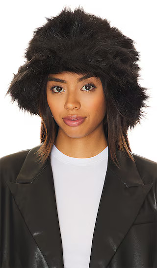 Furry Drop Hat in Black | Revolve Clothing (Global)