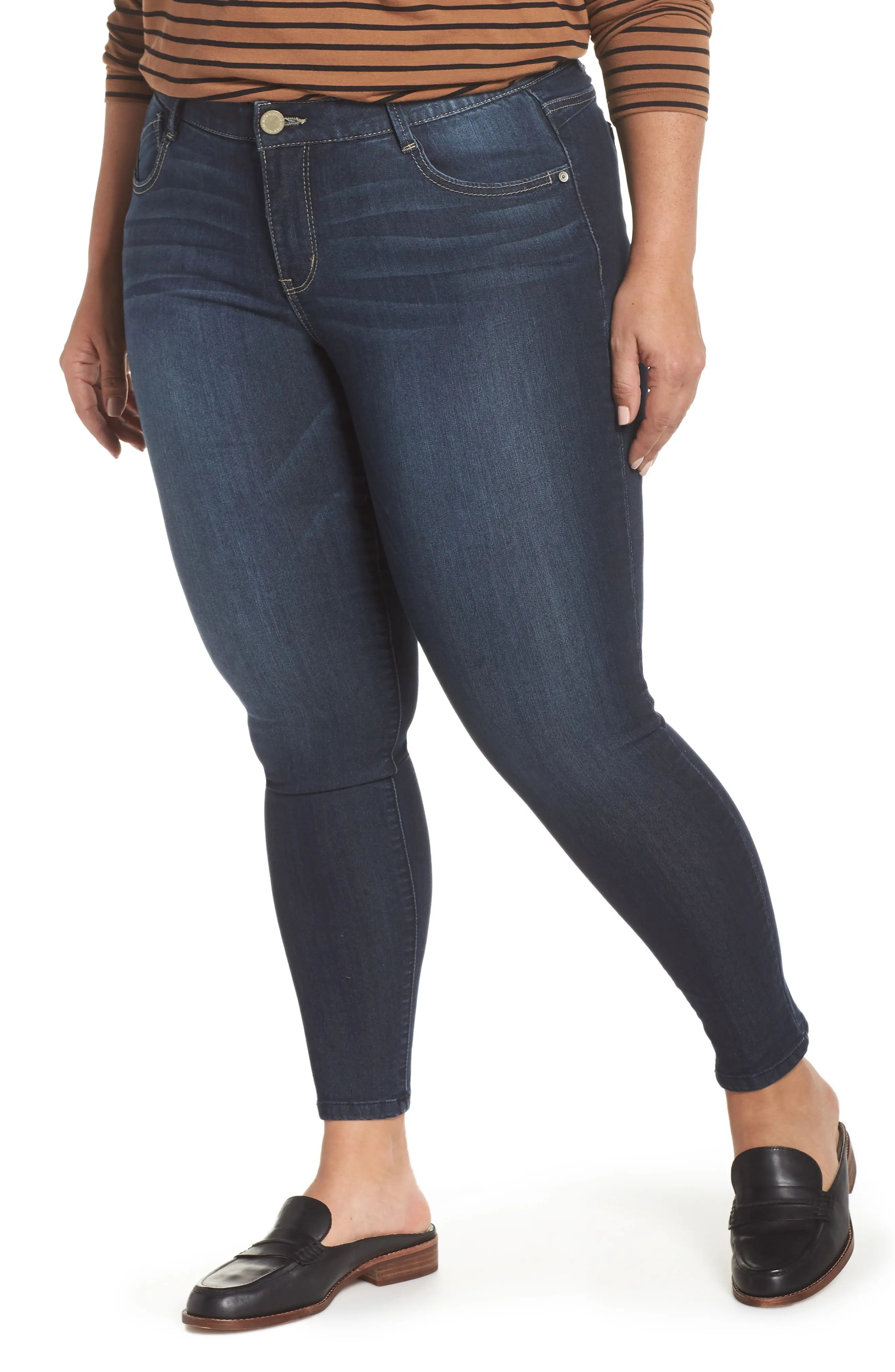 Wit & Wisdom Ab-solution Stretch Skinny Jeans in Indigo at Nordstrom, Size 16W | Nordstrom