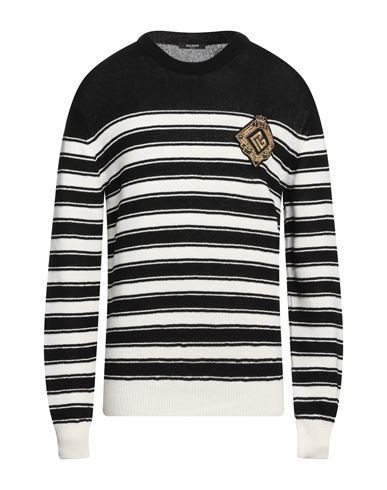 Balmain Man Sweater Black Size S Cotton, Virgin Wool, Polyamide, Elastane, Polyester | YOOX (US)