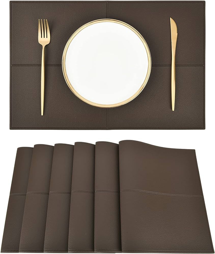 Punkspace Decorative Faux Leather Placemats Set of 6 Waterproof Heat Resistant Easy to Clean Wash... | Amazon (US)