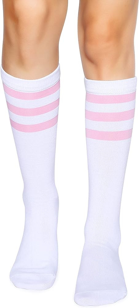 Henwarry Over the Calf Tube Socks Classic Triple Stripes Cotton Retro Athletic Socks for Men and ... | Amazon (US)