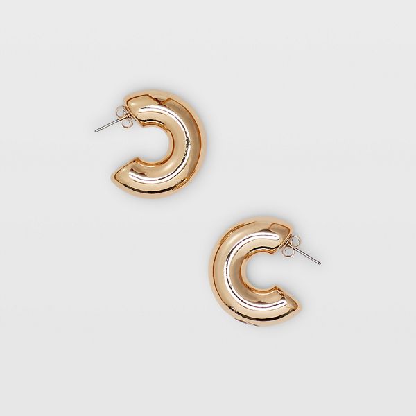 Club Monaco Gold Curved Hoop Earrings in Size One Size | Club Monaco (Global)
