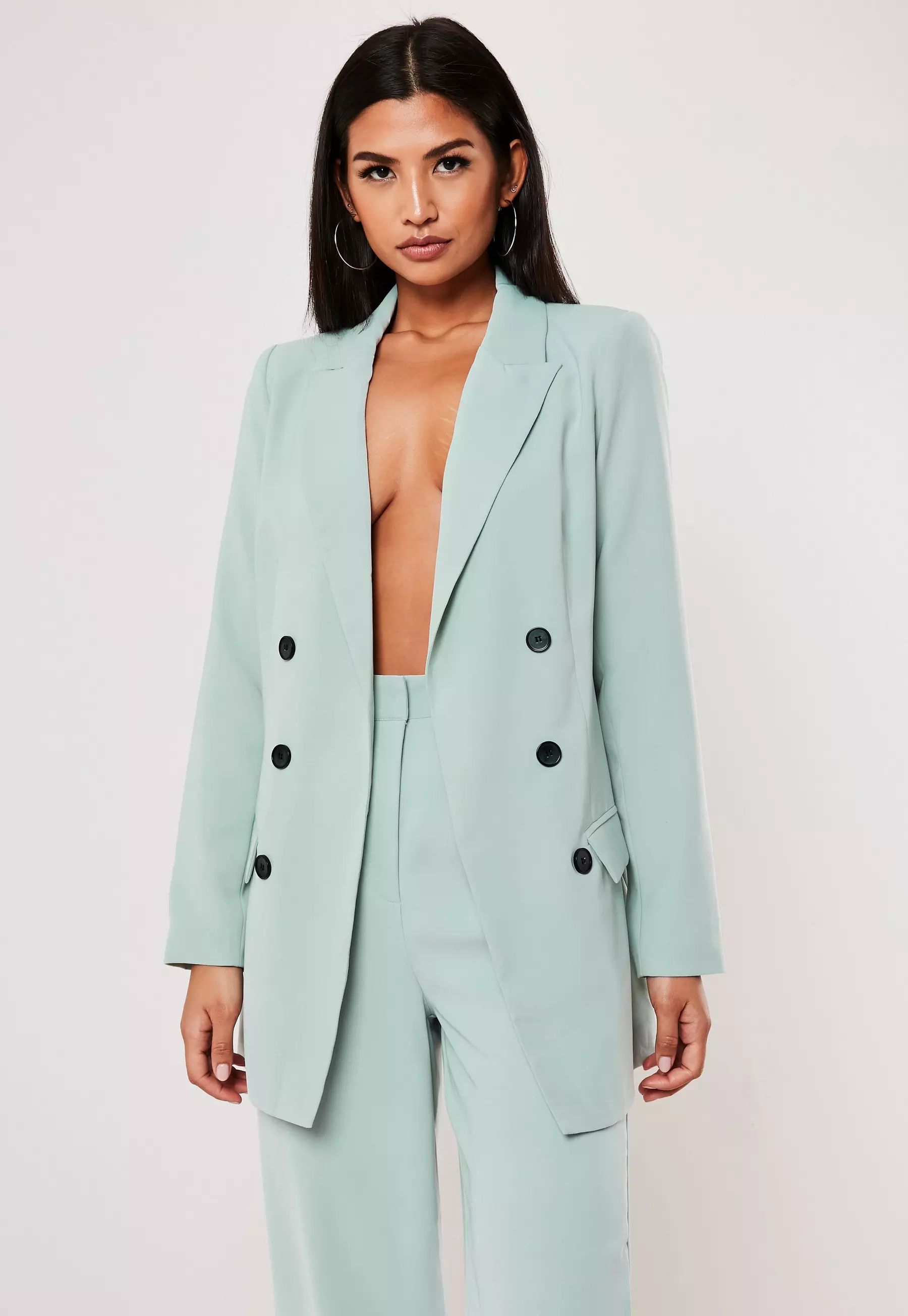 Mint Co Ord Oversized Button Front Blazer | Missguided (US & CA)