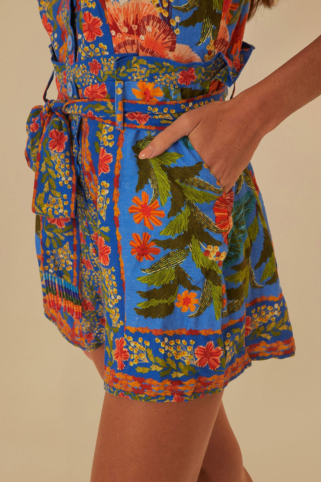 Stiched Garden Blue Romper | FarmRio (US)