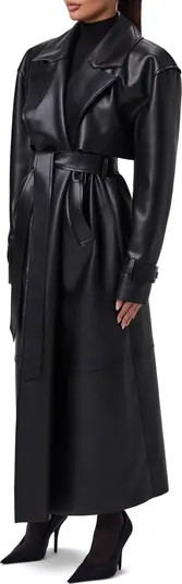 Naked Wardrobe Faux Leather Trench Coat | Nordstrom | Nordstrom