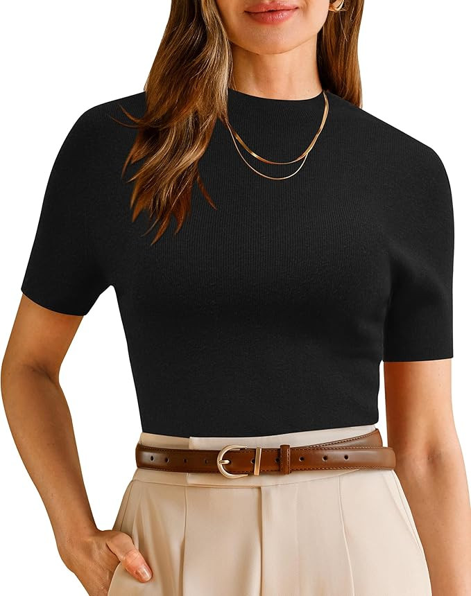 Arach&Cloz Women's Wool Blend Summer Seamless Rip Resistant Tops Opaque Shirts | Amazon (US)