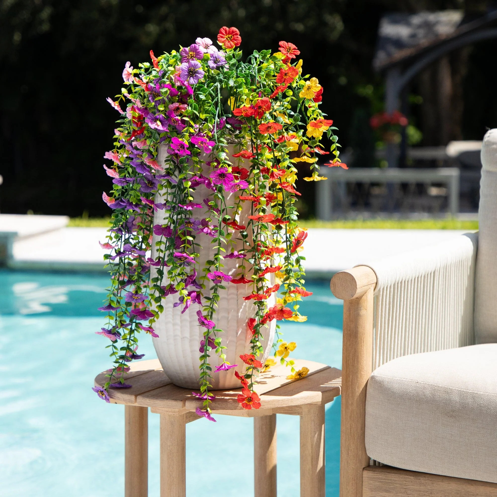 30" UV Resistant Artificial Daisy Hanging Plant (Indoor/Outdoor) - Set | Nearly Natural