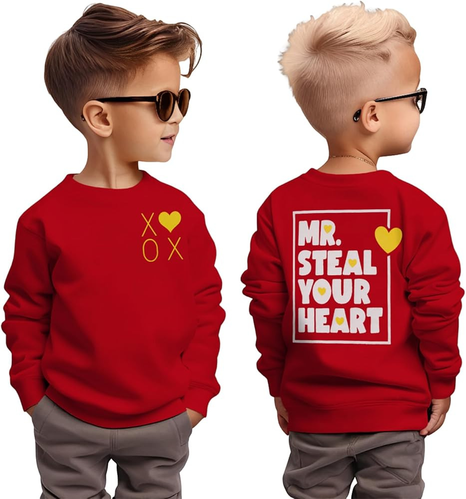 Toddler Baby Boy Valentines Sweatshirt Mr Steal Your Heart Long Sleeve Shirt XOXO Crewneck Pullov... | Amazon (US)