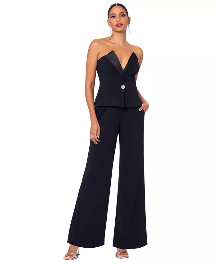 Betsy & Adam Women's Strapless Tuxedo Jumpsuit - Macy's | Macy's