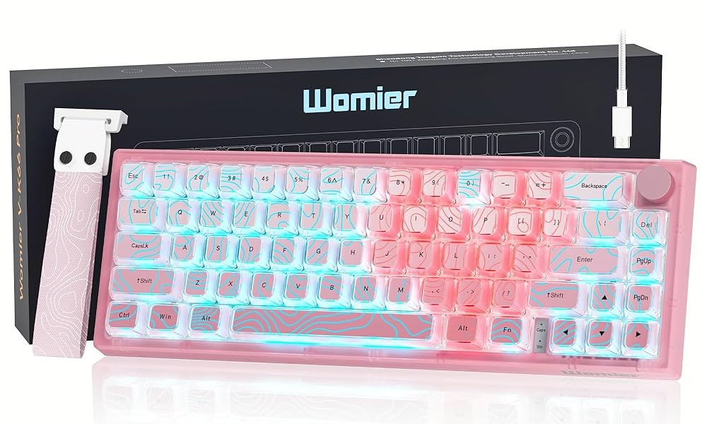Womier 60% Gaming Keyboard Pink, QMK/VIA Topographic Mechanical Keyboard Creamy, Hot Swappable Ga... | Amazon (US)