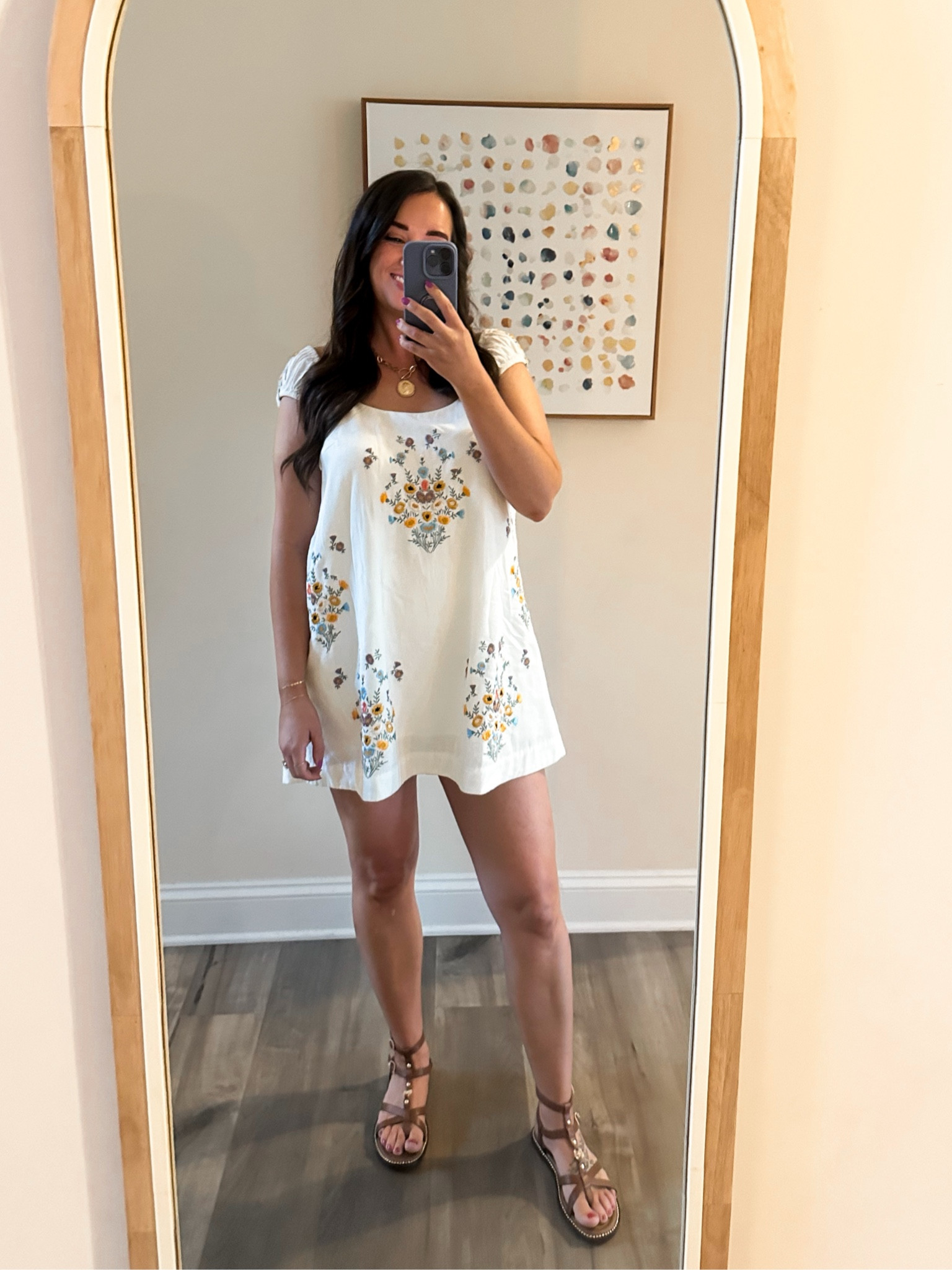 Free People embroidered mini dress, Sam Edelman gladiator sandals on salee

#LTKSaleAlert #LTKSeasonal #LTKShoeCrush