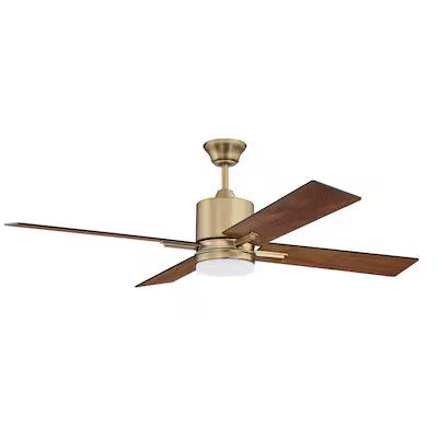 Craftmade Teana 52-in Satin Brass with Flat Black Blades Integrated LED Indoor Downrod or Flush M... | Lowe's