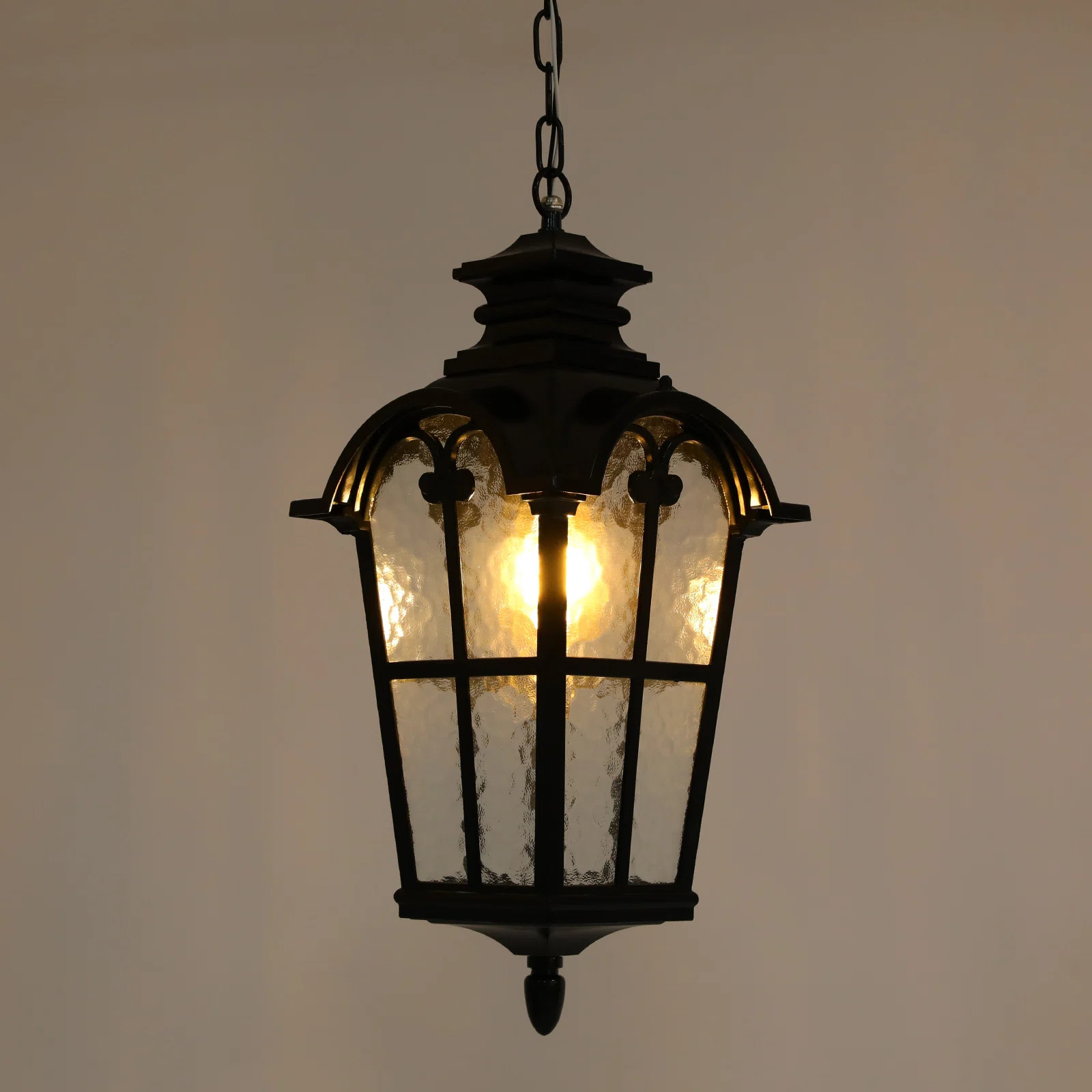 Black Outdoor Retro Glass Pendant Light Height Adjustable | Wayfair North America