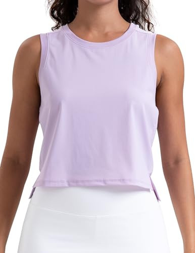 Colorfulkoala Women's Workout Top Quick Dry Athletic Shirt Mesh Back Muscle Tank (XL, Pastel Lilac) | Amazon (US)