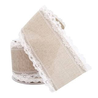 2.5" x 3yd. Faux Linen & Lace Wired Ribbon by Celebrate It™ | Michaels® | Michaels Stores