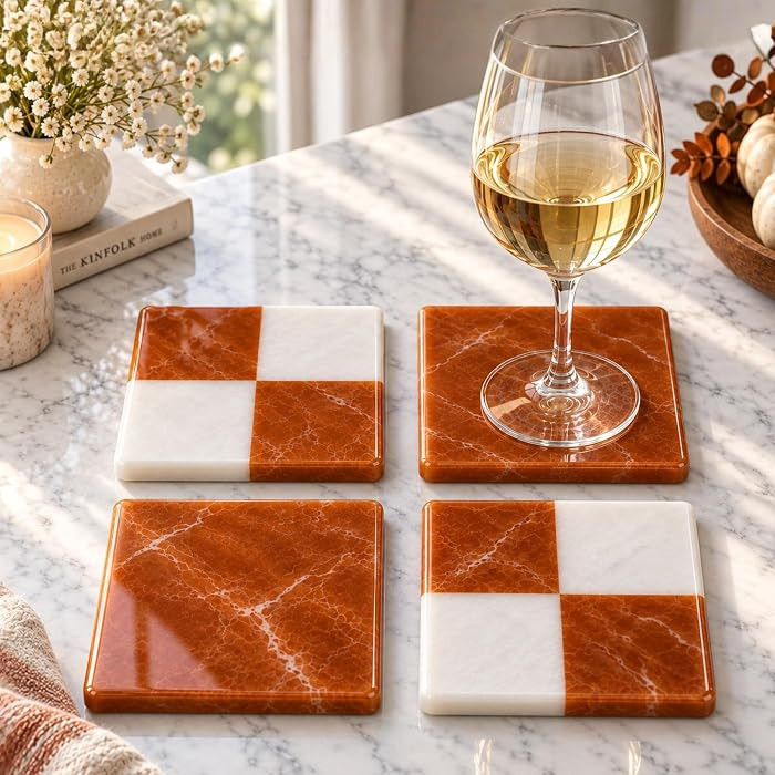 Folkulture Cute Fall Coasters, Set of 4, Non Slip, Easy to Clean - 4 Inch | Amazon (US)