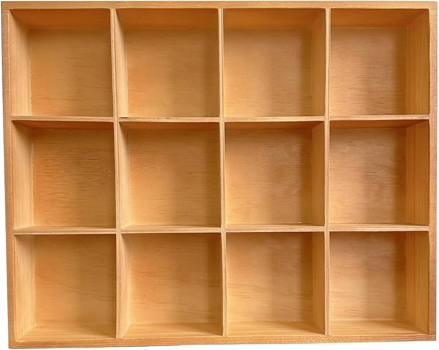 1 Pcs 13.4''x10.6''x2'' Wooden Storage Divider Box Showcase Display Box Organization Tray Tableto... | Amazon (US)