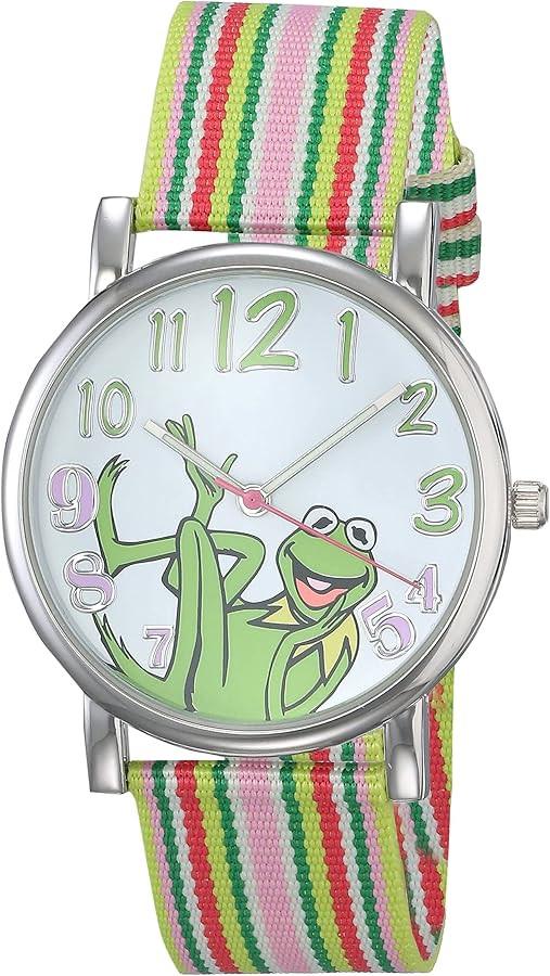 Accutime Muppets Women's MU1010 Kermit the Frog Dial Multi-Color Watch with Fabric Strap | Amazon (US)