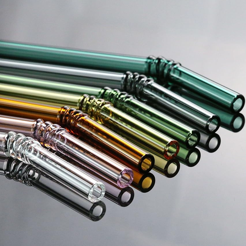 Colored Reusable Glass Straws, 8.7" x 8 mm Healthy Straw for Beverages Tea Coffee, ECO Friendly - BP | Amazon (US)