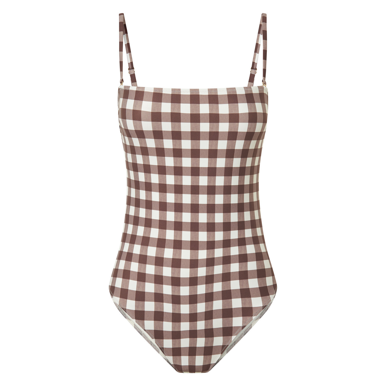 Gingham Print Bandeau One Piece - Chocolate | Oroton | Oroton